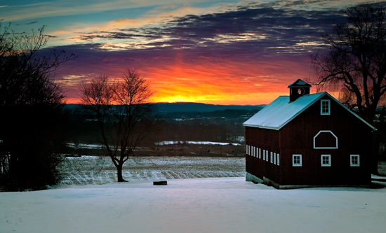 Photo: Winter Sunrise over farm fields in Walden NY
